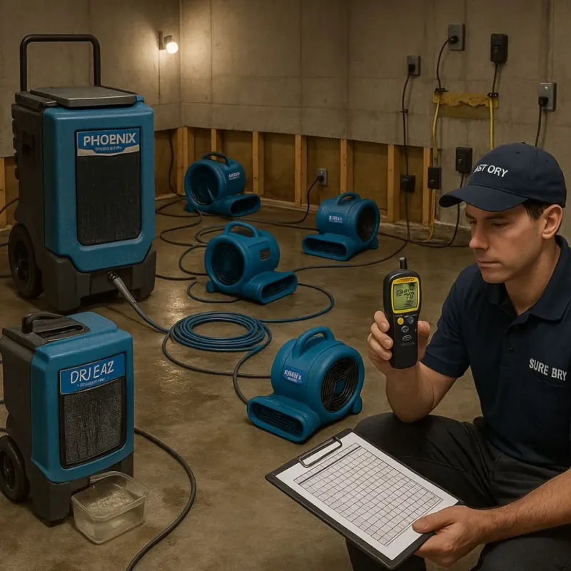 Structural Drying and Dehumidification process in Prince George, VA